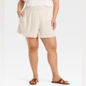 NWT Ava & Viv Plus Size Tan Linen Blend Shorts